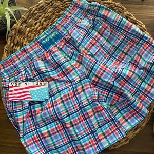 NWT Boys swim shorts Michael’s Trunks shorts size Small 4/5 blue plaid swimming